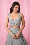 Buy_Alaya Advani_Grey Blouse And Dupatta Net Embroidered Sequin Floral Booti Hand Work Lehenga Set_Online_at_Aza_Fashions