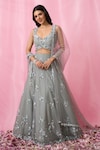 Alaya Advani_Grey Blouse And Dupatta Net Embroidered Sequin Floral Booti Hand Work Lehenga Set_at_Aza_Fashions