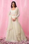 Buy_Alaya Advani_Ivory Blouse And Dupatta Net Hand Embroidered Pearl Scoop Sequin Lehenga Set_at_Aza_Fashions