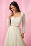 Buy_Alaya Advani_Ivory Blouse And Dupatta Net Hand Embroidered Pearl Scoop Sequin Lehenga Set_Online_at_Aza_Fashions