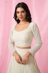 Shop_Alaya Advani_Ivory Blouse And Dupatta Net Hand Embroidered Pearl Scoop Sequin Lehenga Set_Online_at_Aza_Fashions