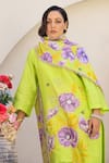 Chrkha_Green Chanderi Silk Printed Floral Round Embroidered Kurta Pant Set_Online_at_Aza_Fashions
