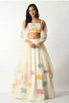 Buy_Salt and Spring_Off White Crepe Embroidered Sequin Straight Flower Lehenga Blouse Set _at_Aza_Fashions