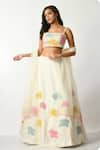 Salt and Spring_Off White Crepe Embroidered Sequin Straight Flower Lehenga Blouse Set _at_Aza_Fashions