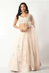 Buy_Salt and Spring_Pink Crepe Embroidered Sequin Round Flower Lehenga Set _at_Aza_Fashions