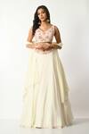 Buy_Salt and Spring_Off White Crepe Embellished Floral Embroidered Blouse Lehenga Set  _at_Aza_Fashions