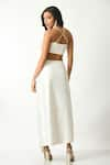 Shop_Salt and Spring_Off White Satin Hand Embroidered Sequin Straight Floral Bustier Skirt Set _at_Aza_Fashions