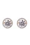Shop_Sica Jewellery_White Crystals Cubic Zirconia Studded Earrings _at_Aza_Fashions