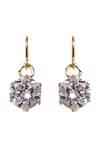 Shop_Sica Jewellery_White Crystals Stone Drop Earrings _at_Aza_Fashions