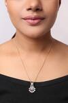 Buy_Sica Jewellery_White Stone Studded Floral Pendant _at_Aza_Fashions
