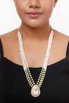 Buy_Sica Jewellery_Green Drop Polki Studded Beaded Necklace _at_Aza_Fashions
