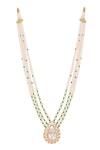 Shop_Sica Jewellery_Green Drop Polki Studded Beaded Necklace _at_Aza_Fashions