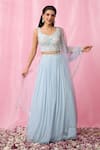 Buy_Alaya Advani_Blue Lehenga Georgette Embroidered Sequin Sweetheart Embellished Pleated Set _at_Aza_Fashions