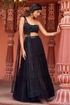 Buy_Aariyana Couture_Black Lehenga And Blouse Viscose Georgette Embroidered Draped & Tiered Skirt Set _at_Aza_Fashions