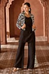 Shop_Aariyana Couture_Black Bemberg Silk Embroidered Floral Jaal Kurta Scoop Jacket And Set _at_Aza_Fashions