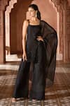 Buy_Aariyana Couture_Black Silk Organza Embroidered Floral U Applique Kurta Sharara Set _at_Aza_Fashions