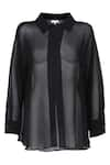 Shop_deWAR_Black Chiffon Plain Shirt Collar Oslo Sheer _at_Aza_Fashions