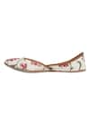 Imlee Jaipur_Off White Embroidered Chinese Hibiscus Print Juttis _Online_at_Aza_Fashions