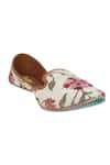 Buy_Imlee Jaipur_Off White Embroidered Desert Rose Print Moccasin Jutti _Online_at_Aza_Fashions