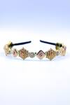 Shop_Foot Fuel_Multi Color Crystals, Beads Flower Geometric Embellished Hairband _at_Aza_Fashions