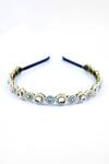 Shop_Foot Fuel_Gold Crystals, Beads Floral Circular Ornamented Hairband _at_Aza_Fashions