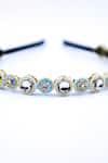Foot Fuel_Gold Crystals, Beads Floral Circular Ornamented Hairband _Online_at_Aza_Fashions