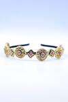 Buy_Foot Fuel_Gold Crystals, Beads Floral Bloom Embellished Hairband _at_Aza_Fashions