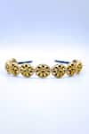 Foot Fuel_Gold Crystals, Beads Floral Embellished Hairband _Online_at_Aza_Fashions
