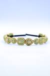 Shop_Foot Fuel_Gold Crystals, Beads Flower Embellished Hairband _at_Aza_Fashions