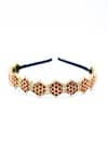 Buy_Foot Fuel_Gold Beads, Crystals Hexagon Shaped Hairband _at_Aza_Fashions