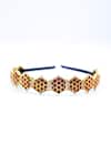 Shop_Foot Fuel_Gold Beads, Crystals Hexagon Shaped Hairband _at_Aza_Fashions