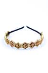 Foot Fuel_Gold Beads, Crystals Hexagon Shaped Hairband _Online_at_Aza_Fashions