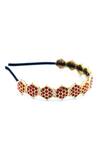 Buy_Foot Fuel_Gold Beads, Crystals Hexagon Shaped Hairband _Online_at_Aza_Fashions