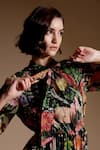 Shop_NOIB_Multi Color Georgette, Lurex Collared Lola Prairee Floral Print Dress_Online_at_Aza_Fashions