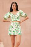 Buy_Noib_Off White Cotton Printed Cactus Sweetheart Jade Top With Skort _at_Aza_Fashions