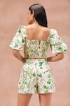Shop_Noib_Off White Cotton Printed Cactus Sweetheart Jade Top With Skort _at_Aza_Fashions
