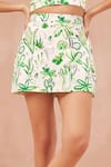 Buy_Noib_Off White Cotton Printed Cactus Sweetheart Jade Top With Skort _Online_at_Aza_Fashions
