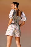 Shop_Noib_Multi Color Cotton Printed Floral V-neck Top And Skort Set _at_Aza_Fashions
