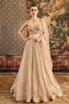 Buy_Cedar & Pine_Gold Tulle Embroidery Sequin Sweetheart Moonlight Ball Lehenga Set  _at_Aza_Fashions