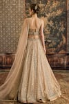 Shop_Cedar & Pine_Gold Tulle Embroidery Sequin Sweetheart Moonlight Ball Lehenga Set  _at_Aza_Fashions