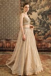 Shop_Cedar & Pine_Gold Tulle Embroidery Sequin Sweetheart Moonlight Ball Lehenga Set  _Online_at_Aza_Fashions