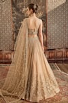 Shop_Cedar & Pine_Gold Tulle Embroidery Bead Sweetheart Neck Floral Lehenga Set  _at_Aza_Fashions