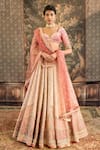 Buy_Cedar & Pine_Pink Tulle Embroidery Zari Thread Sweetheart Neck Sequin Lehenga Set  _at_Aza_Fashions