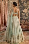 Shop_Cedar & Pine_Blue Tulle Embroidery Zari Thread Sweetheart Neck Scallop Lehenga Set  _at_Aza_Fashions