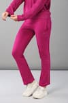Shop_Tuna London - {Tuna Active}_Pink Cotton Modal Lycra Solid Round Drop Shoulder Top With Jogger _Online_at_Aza_Fashions