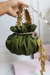 Buy_Soho Boho Studio by Aarti Thakur_Green Bead Silk Embellished Potli_at_Aza_Fashions