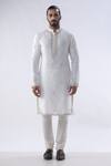 Kommal Sood_Off White Cotton Silk And Chanderi Embroidery Dori Sherwani Churidar Set  _Online_at_Aza_Fashions
