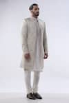 Buy_Kommal Sood_Off White Cotton Silk And Chanderi Embroidery Dori Sherwani Churidar Set  