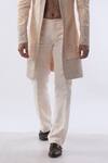 Shop_Kommal Sood_Peach Silk And Embroidery Front Open Sherwani With Trouser  _Online_at_Aza_Fashions