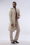 Buy Kommal Sood Beige Cotton Silk And Satin Embroidery Cutdana Moti Sherwani With Trouser Buy_Kommal Sood_Beige Cotton Silk And Satin Embroidery Cutdana Moti Sherwani With Trouser